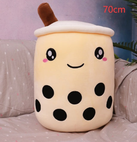Bubble Tea Pluche Kussen – Cute Fruit Boba Knuffel (Strawberry/Milk Tea)