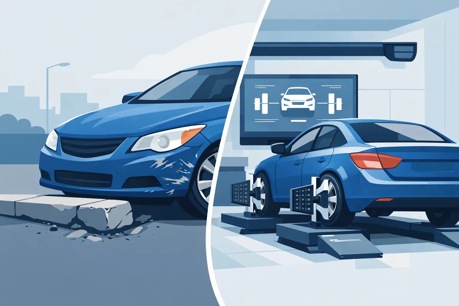 Auto uitlijnen na stoeprandschade nodig? - Peelrandbanden