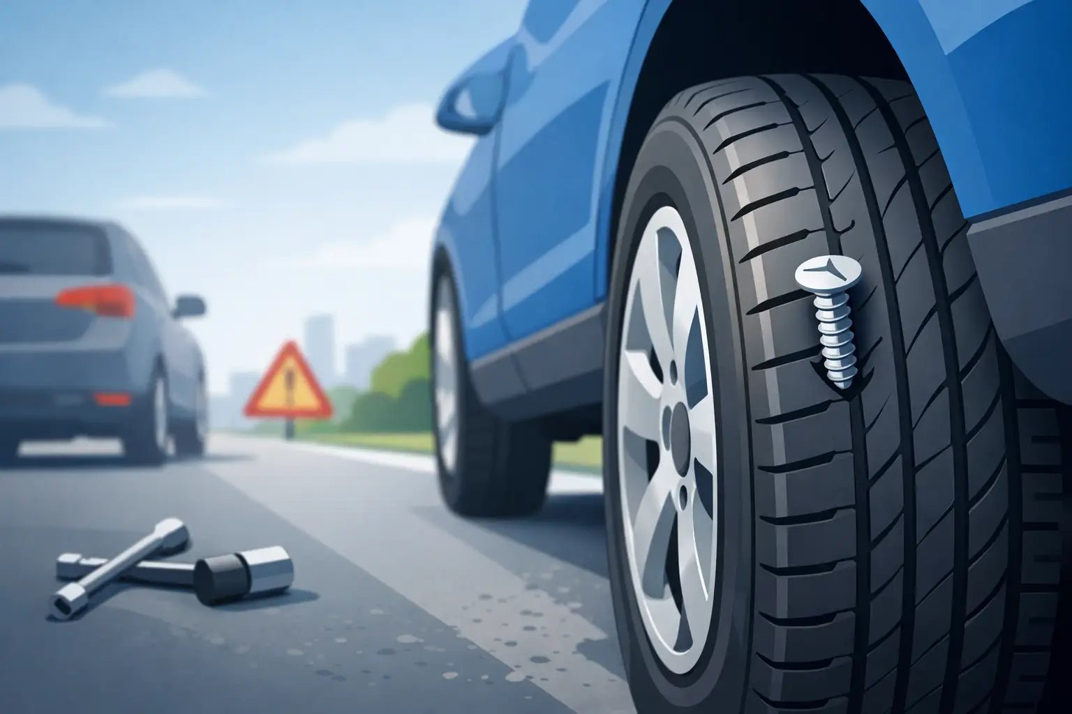 Mag je rijden met schroef in band? - Peelrandbanden