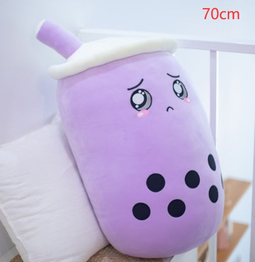 Bubble Tea Pluche Kussen – Cute Fruit Boba Knuffel (Strawberry/Milk Tea)