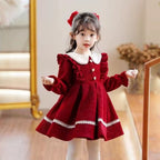 2026 New Winter Dress for Kids 1-8 Years Old Birthday Long Sleeve Princess Formal Dresses for Baby Girl 2 3 4 5 6 7 8 Year