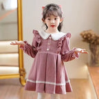 2026 New Winter Dress for Kids 1-8 Years Old Birthday Long Sleeve Princess Formal Dresses for Baby Girl 2 3 4 5 6 7 8 Year