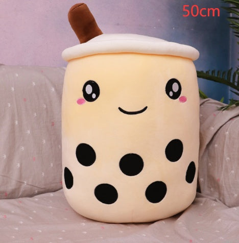 Bubble Tea Pluche Kussen – Cute Fruit Boba Knuffel (Strawberry/Milk Tea)