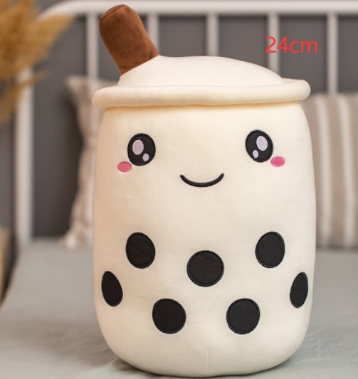 Bubble Tea Pluche Kussen – Cute Fruit Boba Knuffel (Strawberry/Milk Tea)