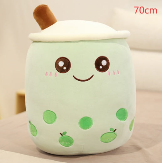 Bubble Tea Pluche Kussen – Cute Fruit Boba Knuffel (Strawberry/Milk Tea)