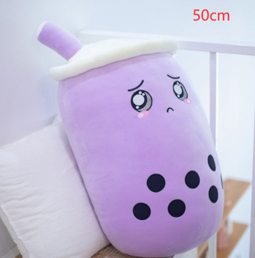 Bubble Tea Pluche Kussen – Cute Fruit Boba Knuffel (Strawberry/Milk Tea)