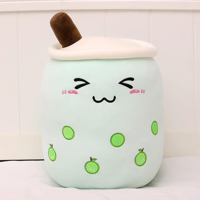 Bubble Tea Pluche Kussen – Cute Fruit Boba Knuffel (Strawberry/Milk Tea)