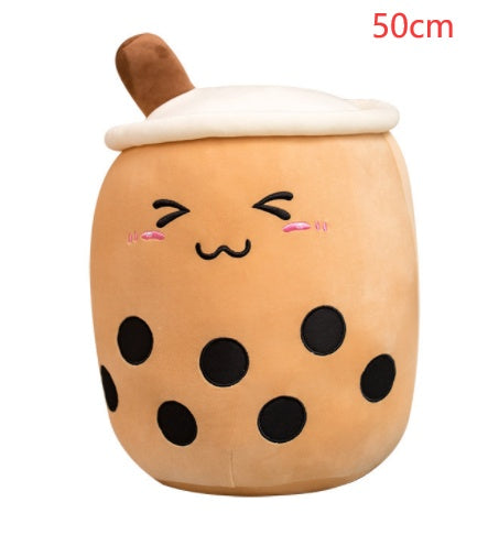 Bubble Tea Pluche Kussen – Cute Fruit Boba Knuffel (Strawberry/Milk Tea)