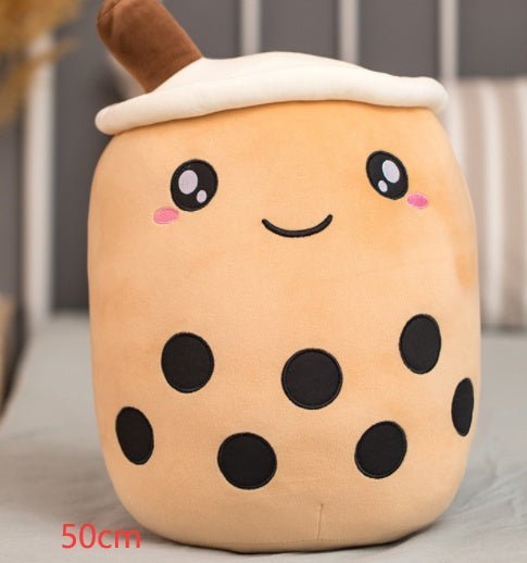 Bubble Tea Pluche Kussen – Cute Fruit Boba Knuffel (Strawberry/Milk Tea)