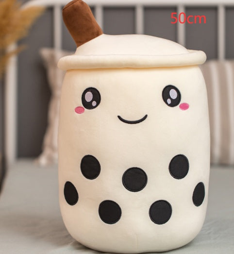 Bubble Tea Pluche Kussen – Cute Fruit Boba Knuffel (Strawberry/Milk Tea)